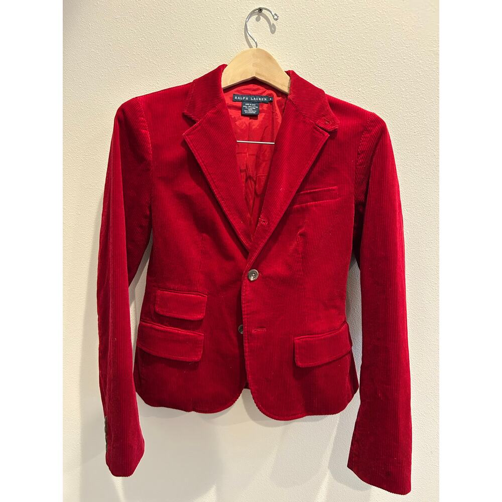 Ralph Lauren red corduroy blazer 100% cotton sz 6/ M - riding/ equestrian jacket - Picture 3 of 10